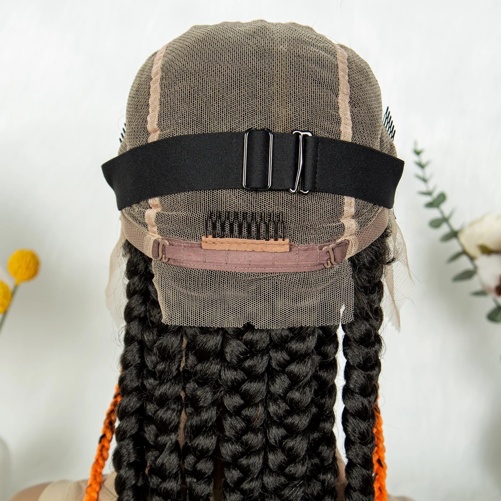 Knotless Box Braids Full Lace Wig | Cornrow Accents | Baby Hair | Synthetic Braided Wig