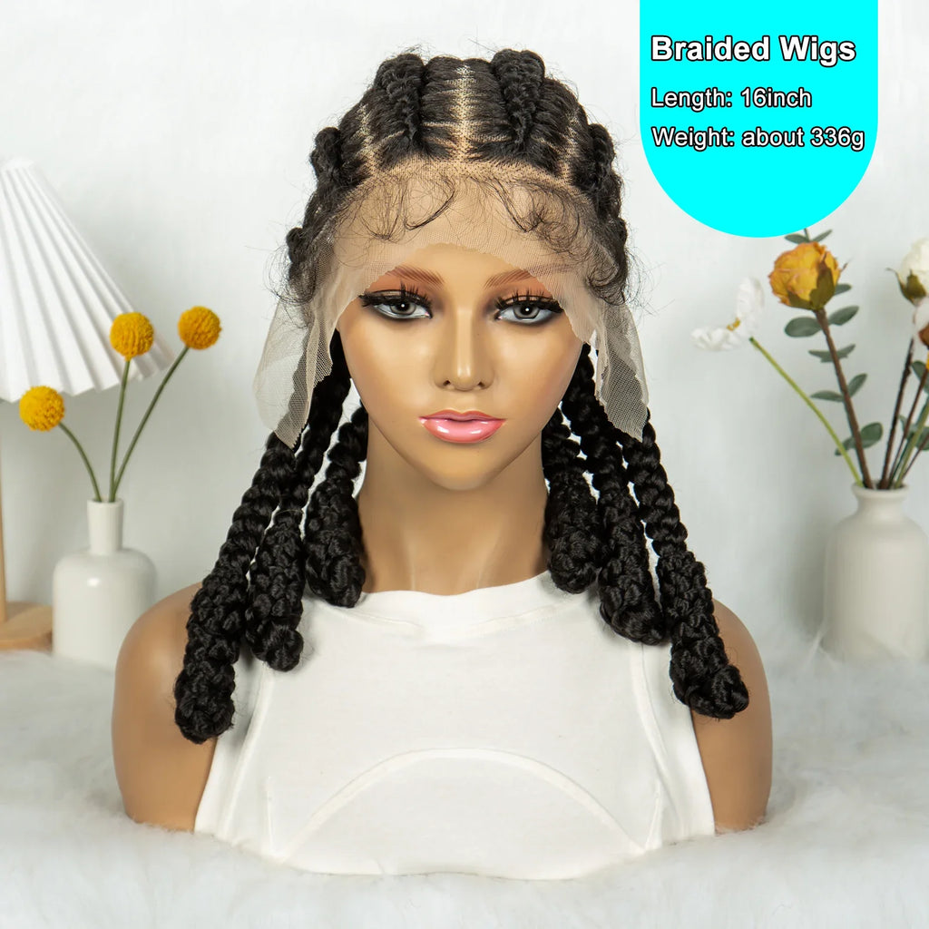 KIMA Cornrow Box Braided Full Lace Wig with Baby Hair | Synthetic Braids Wig for Africa Women & Men