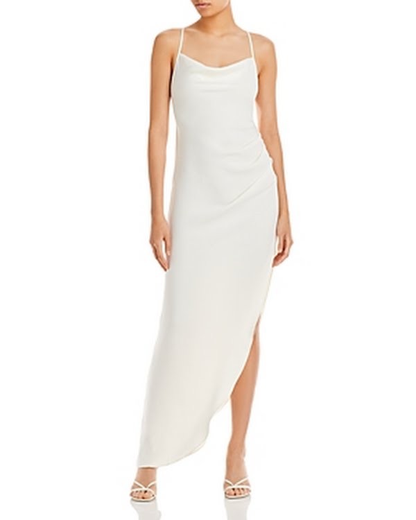Aqua Womens Halter Cowl Neck Maxi Dress