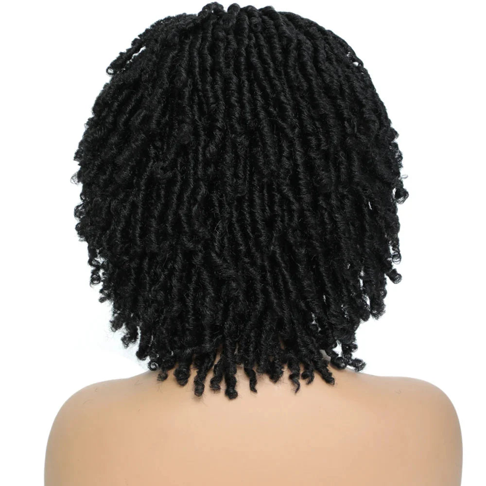 Soft Faux Locs Headband Wig - 6 Inch Ombre Dreadlock Wig for Black Women - Curly Braided Synthetic Wig with Headband - 1B, Burgundy, 27, 30, 613 Options
