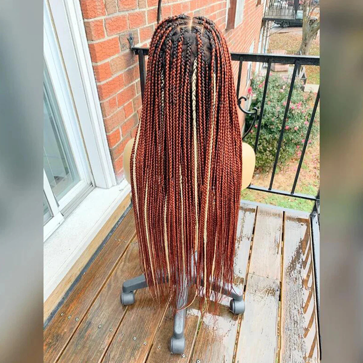 Ready-to-Ship 28" Center Part Box Braids Wig | 13x4 Lace Front | Middle Part | Kanekalon
