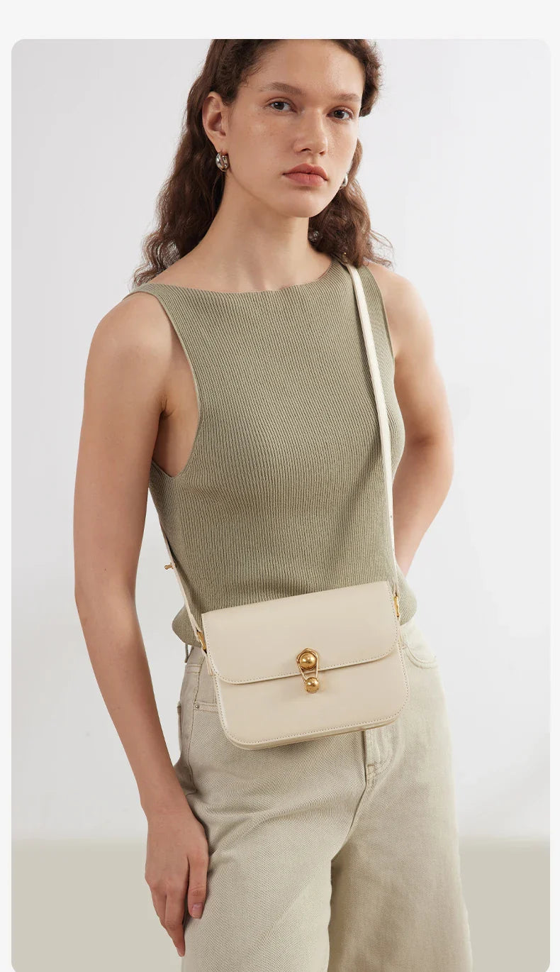 Women's Bag Luxury Brand | New Fashion Shoulder & Crossbody Square Bags (Designer Split Leather Tote Handbag with Lock)