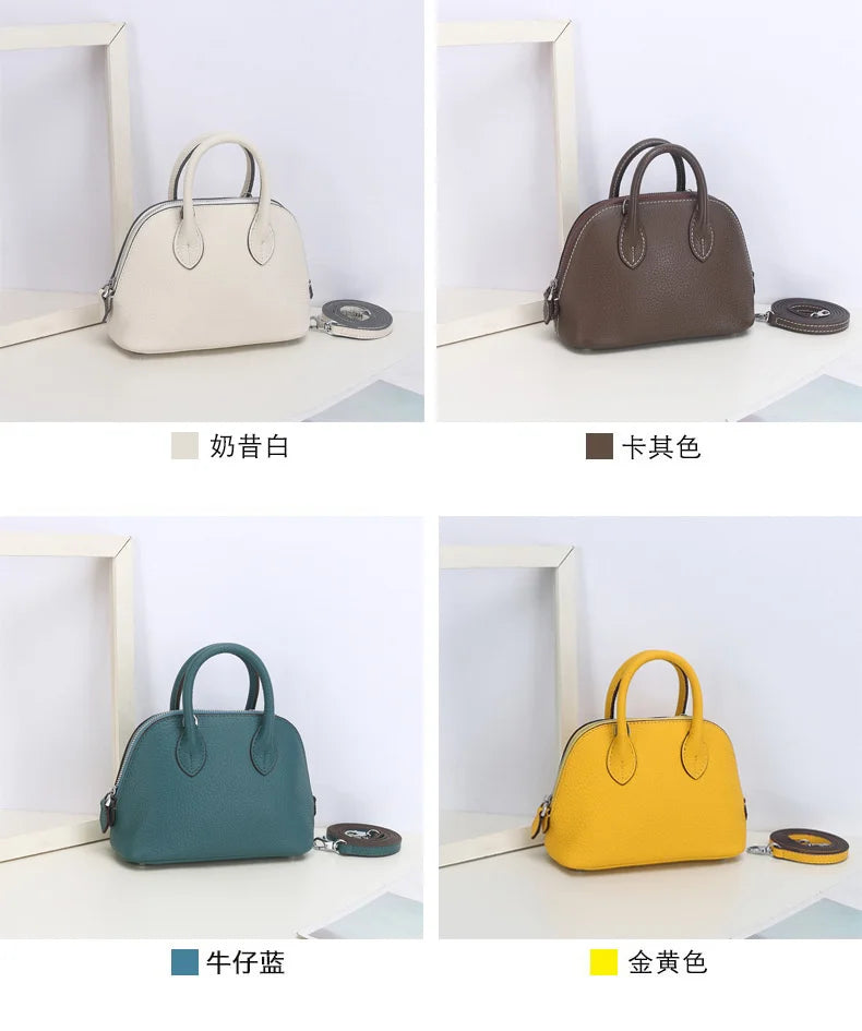Shell Bag Women's Messenger Bag | Cow Leather Simple Shoulder Bag & Fashion Ladies Classic Handbag (Small Mobile Phone Crossbody Bag)