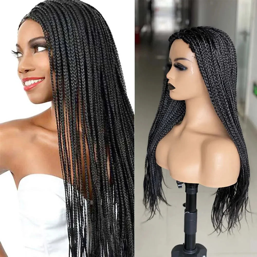Ombre Box Braided Wig | Fake Scalp | 26"+ Long Straight Braids | Synthetic Braiding Hair | Cosplay & Daily Use