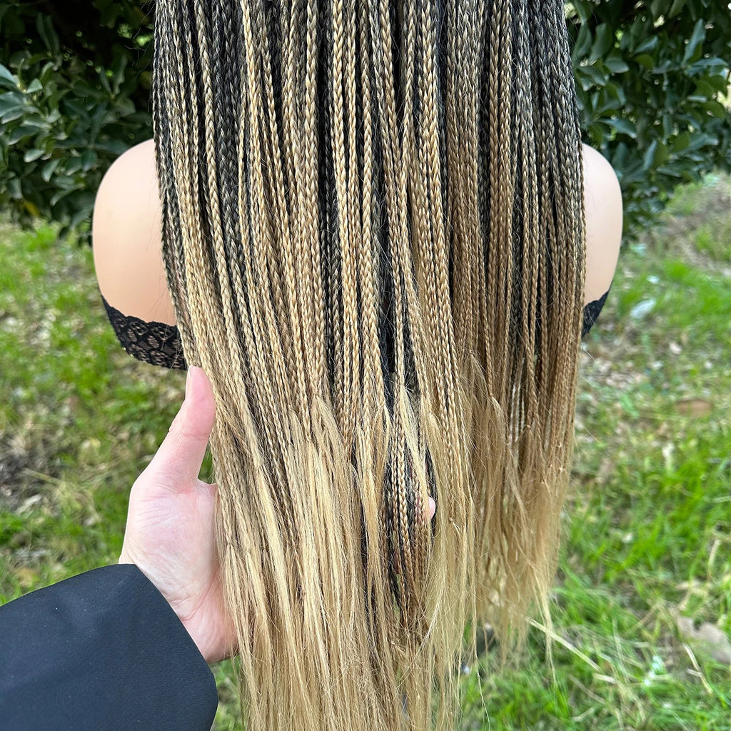 Headband Box Braids Wig | Ombre Brown | Long Braided Dreadlock Wig | Synthetic Hair | Cosplay & Daily Use