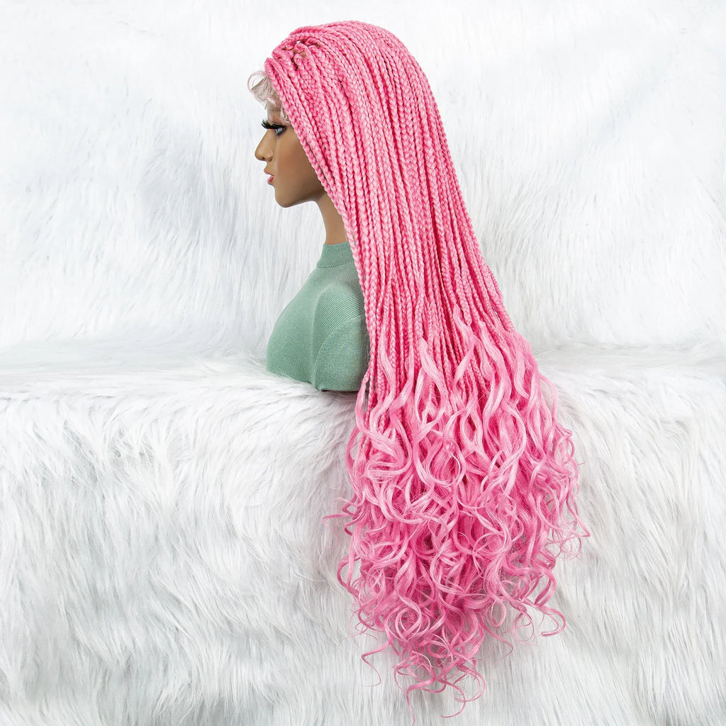 New HD Curly Goddess Box Braids Wig | Transparent Full Lace