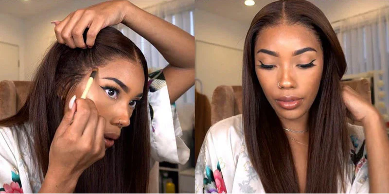 Dark Brown & Ginger Blonde Straight Wig | 13x4 Transparent Lace Front Peruvian Human Hair (Pre-Plucked)