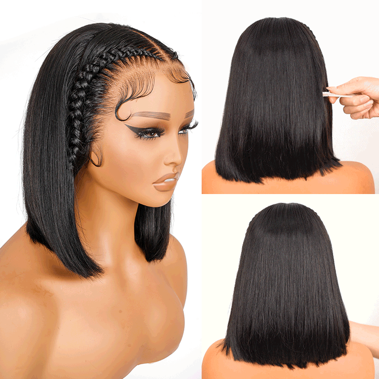 Pre-Styled Braided Bob Wig | 13x4 Lace Front | Remy Hair | Pre-Cut Lace