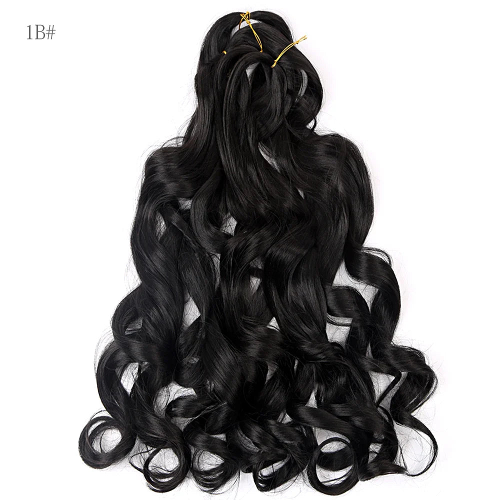 French Curly Crochet Braiding Hair - Ombre Spiral Curls - Pre-Stretched Synthetic Hair Extensions