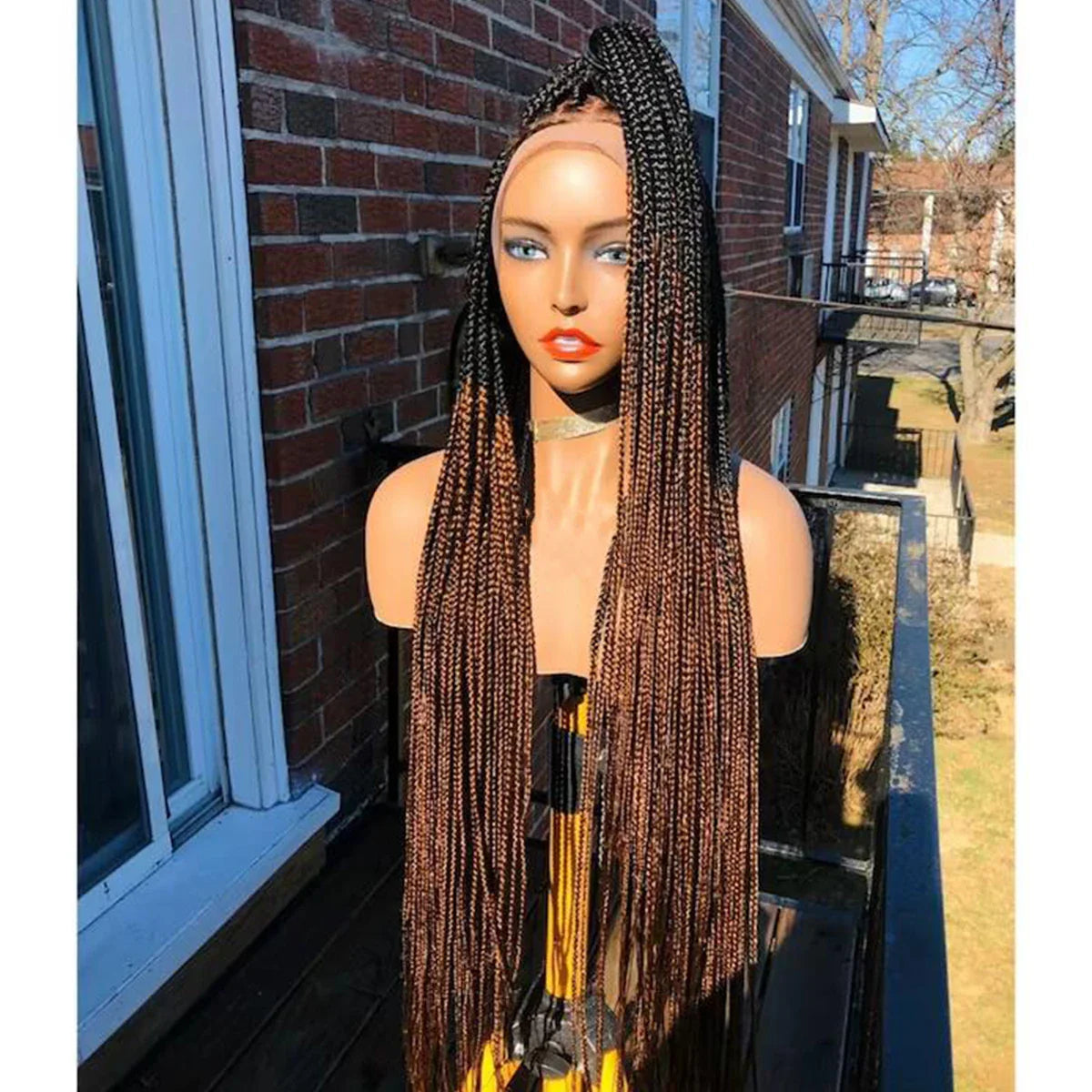 Ready-to-Ship 28" Center Part Box Braids Wig | 13x4 Lace Front | Middle Part | Kanekalon