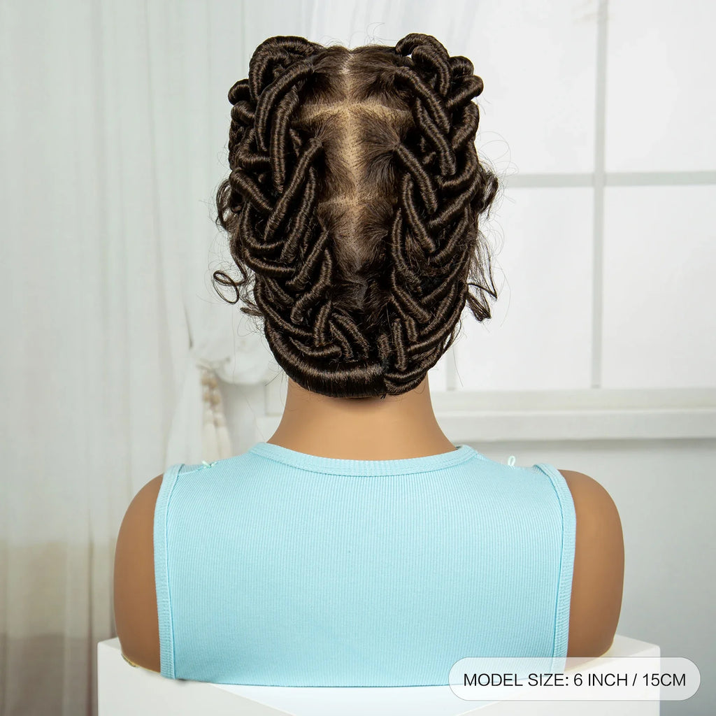 Ginger Orange Bantu Knotless Braids Wig | Full Lace | Baby Hair