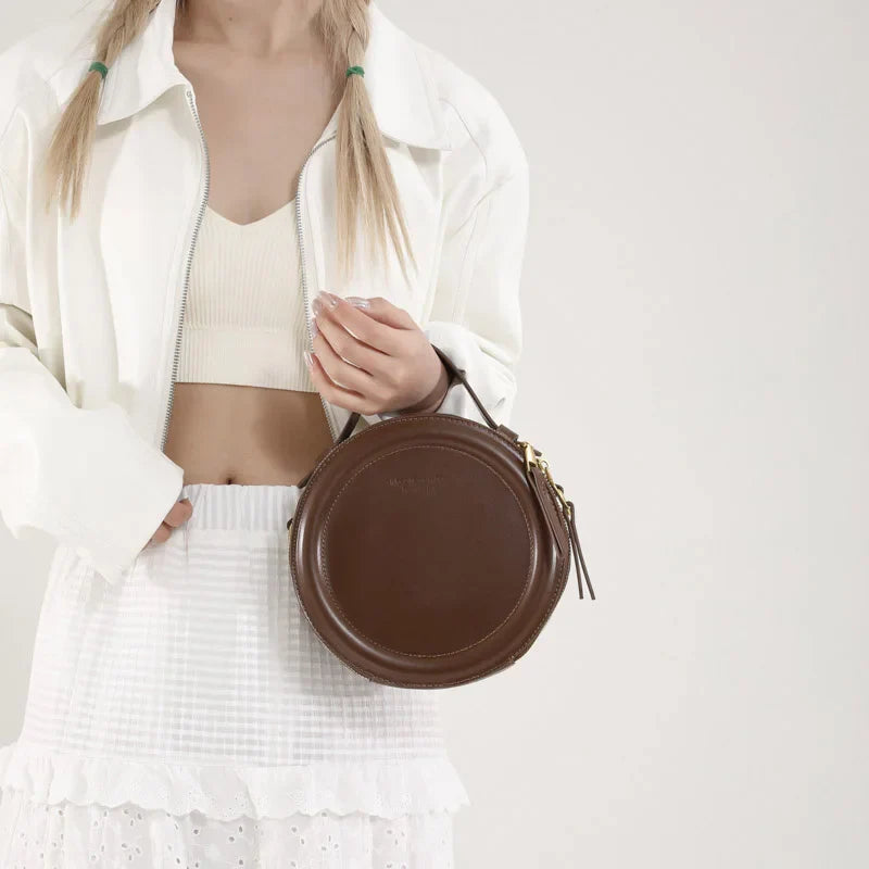Round Crossbody Bags for Women | High Quality PU Leather Designer Shoulder Bag & Female Clutch Purse (Solid, Soft)