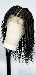 Ombre Boho Knotless Braids Bob Wig with Curly Ends | Full Lace