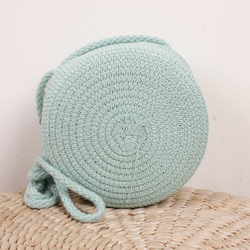 Summer Woven Straw Crossbody Bag for Women | Fashion Round Handmade Rattan Beach Small Handbag (Travel Female Shoulder Bag)