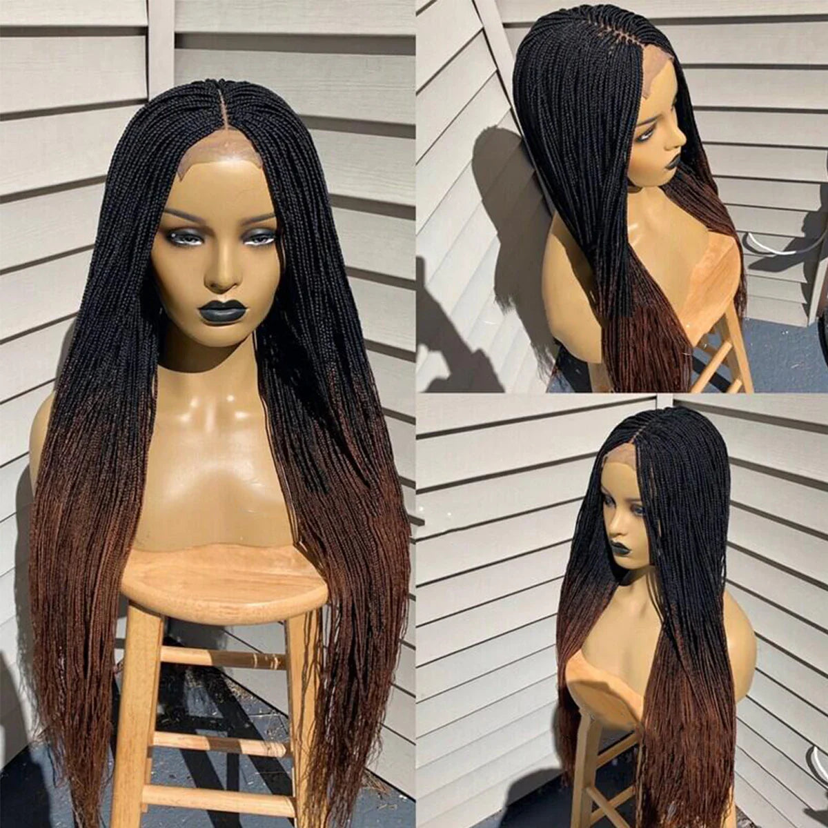 Ready-to-Ship 28" Center Part Box Braids Wig | 13x4 Lace Front | Middle Part | Kanekalon