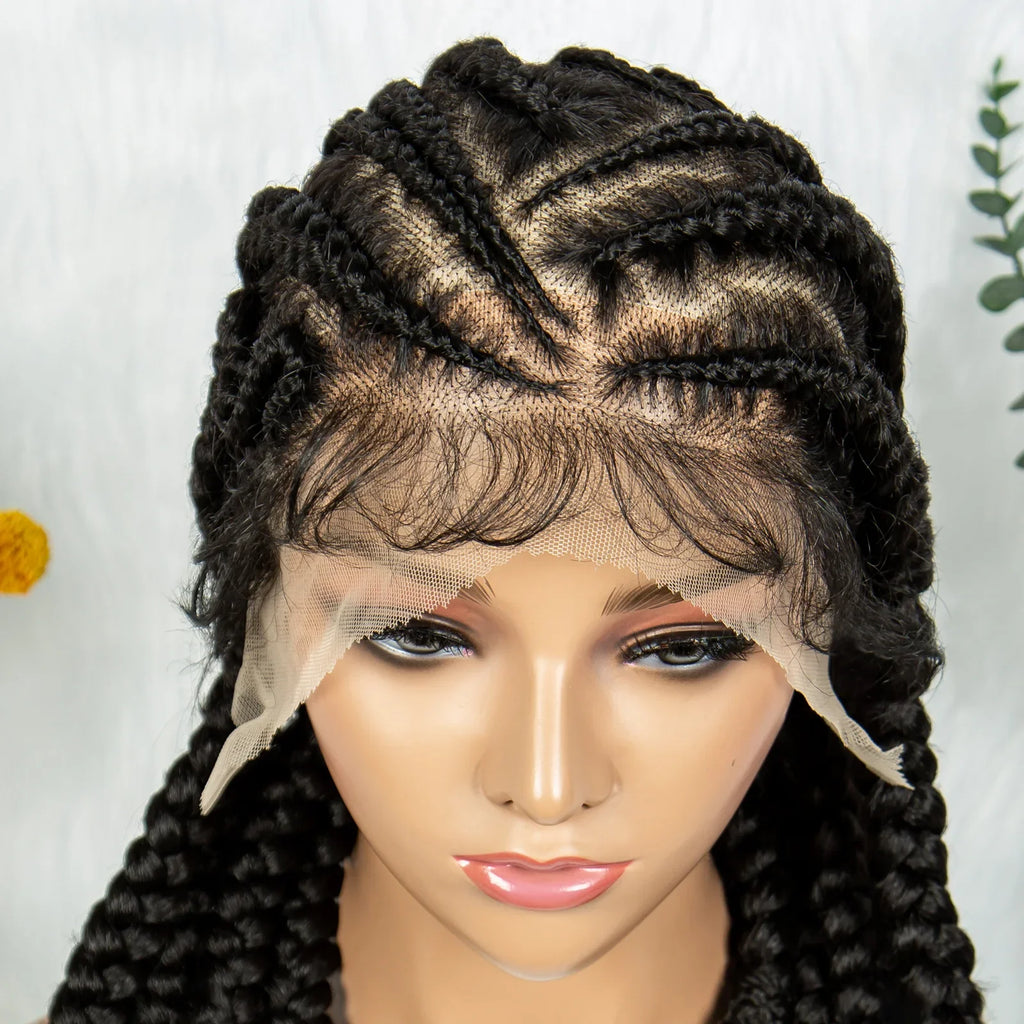 Cornrow & Bantu Knots Braided Wig | Stitch Braids | Full Lace | Synthetic Hair | Kima Wigs