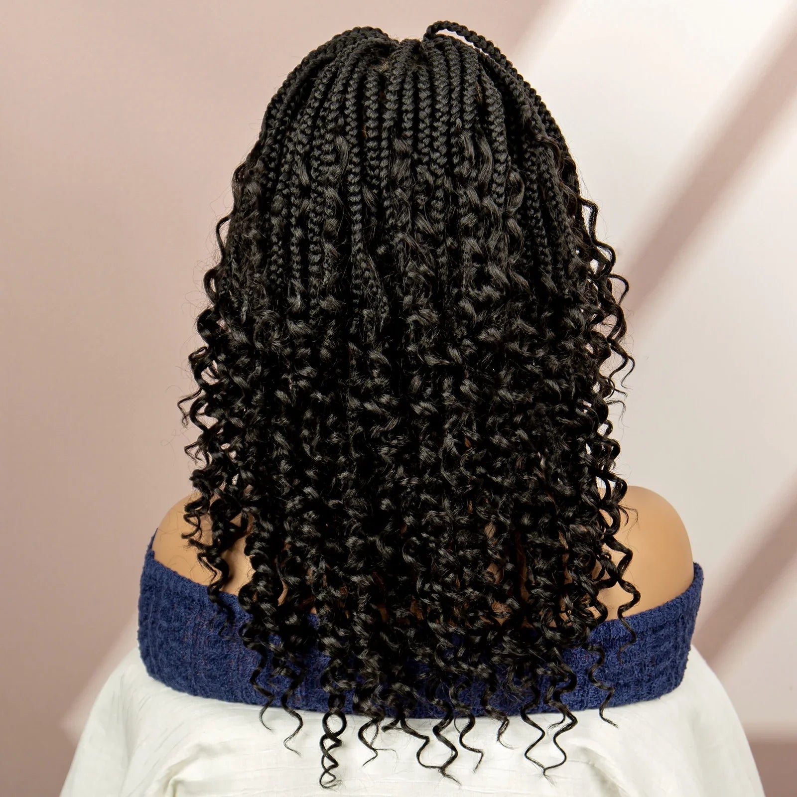 Burgundy Knotless Box Braids Wig with Curly Ends | Full Lace