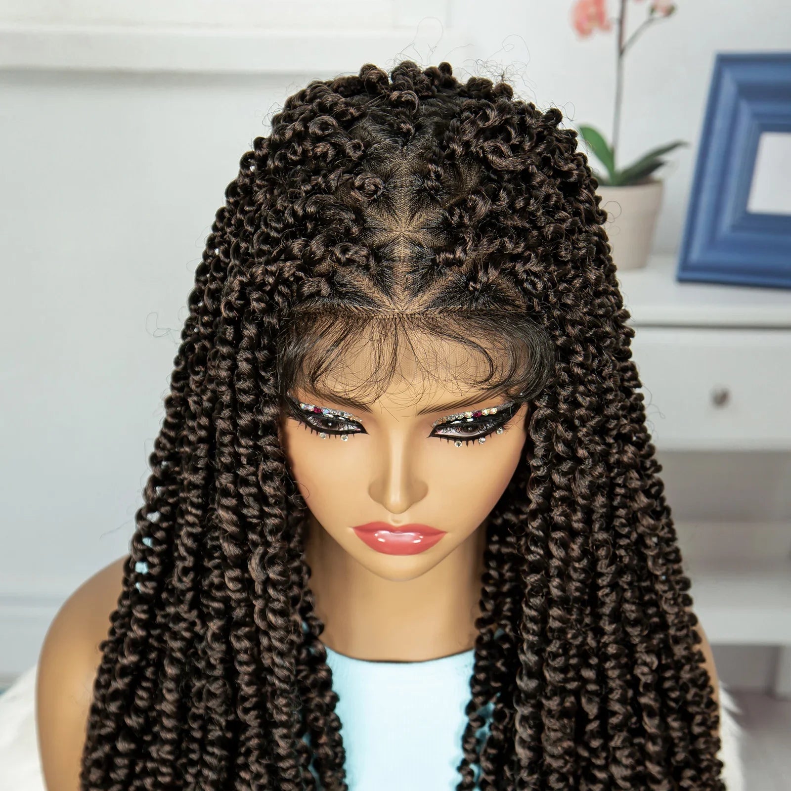 Burgundy Knotless Twist Dreadlocks Lace Front Wig | Crochet Braids | Full Lace | Black Women