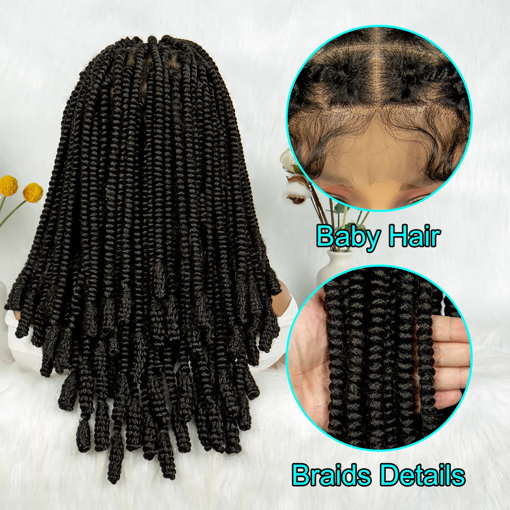 KIMA Short Box Braids Wig with Bantu Tips | Full Lace Crochet Twists