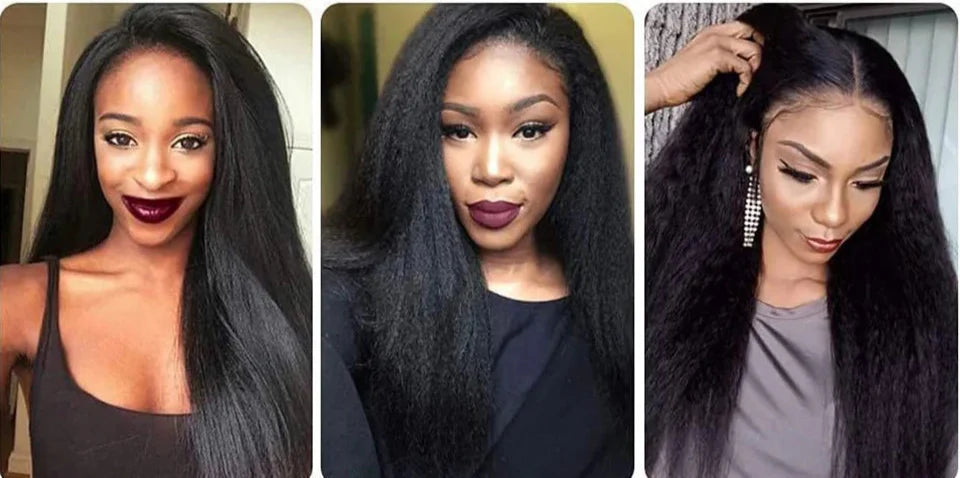 Kinky Straight U-Part Wig | Black & Brown Human Hair for Seamless Blend