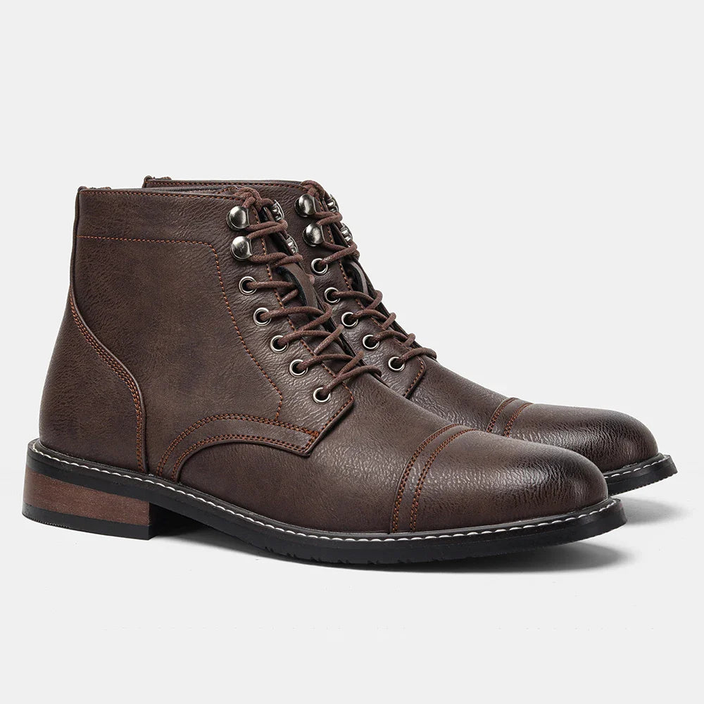 Brogue Chelsea Men's Boots | American Style Comfortable Fashion Leather Boots (Low Heel)