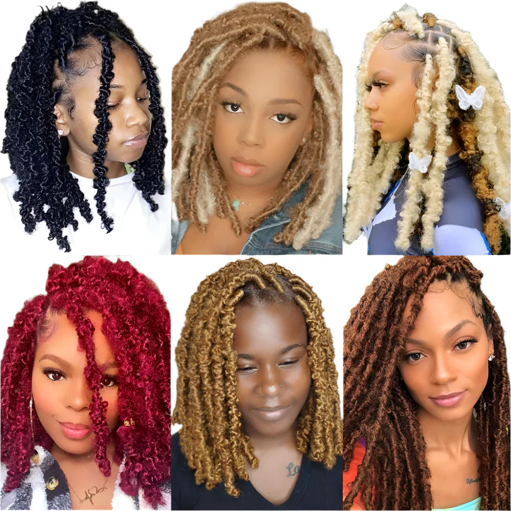 Butterfly Faux Locs Crochet Hair | 12/14" Distressed Goddess Locs | Pre-Looped | 12 Strands/Pack
