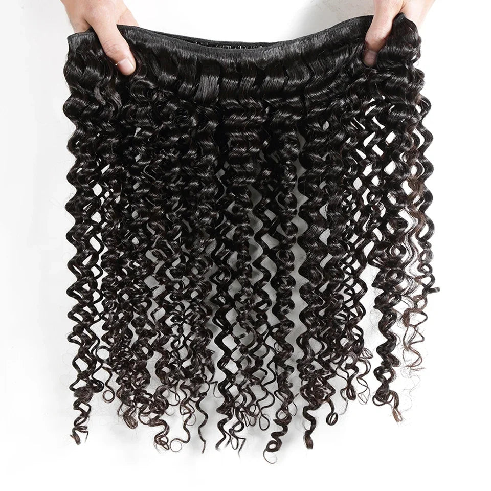 Queenlike 24 26 28 Inch Deep Wave Human Hair Bundles | Brazilian Remy Hair Extensions | Deep Curly Weave