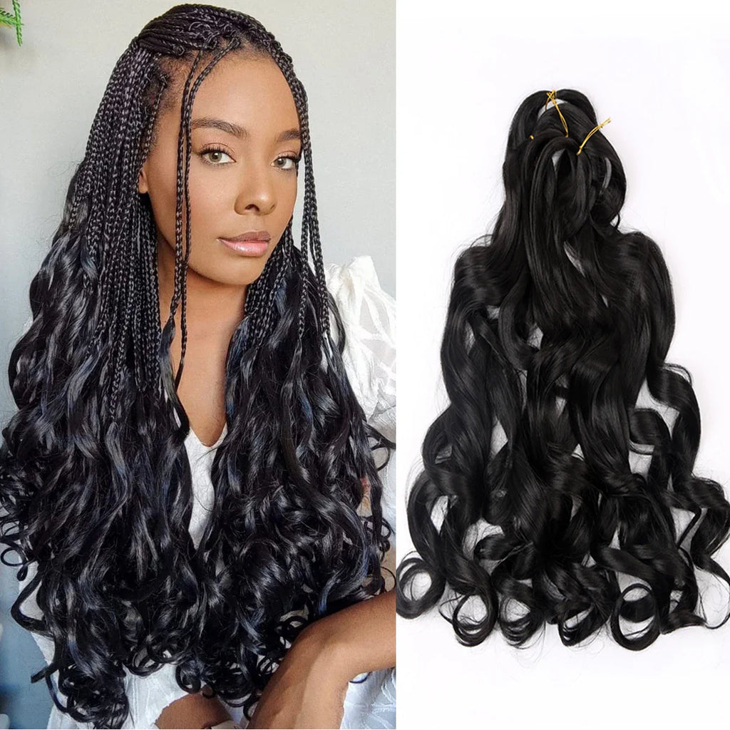French Curly Crochet Braiding Hair - Ombre Spiral Curls - Pre-Stretched Synthetic Hair Extensions