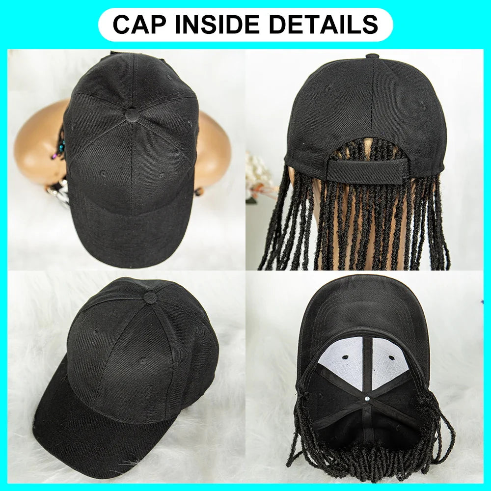 Braided Baseball Cap Wig | Adjustable Hat Wig | Afro Black Women & Girls