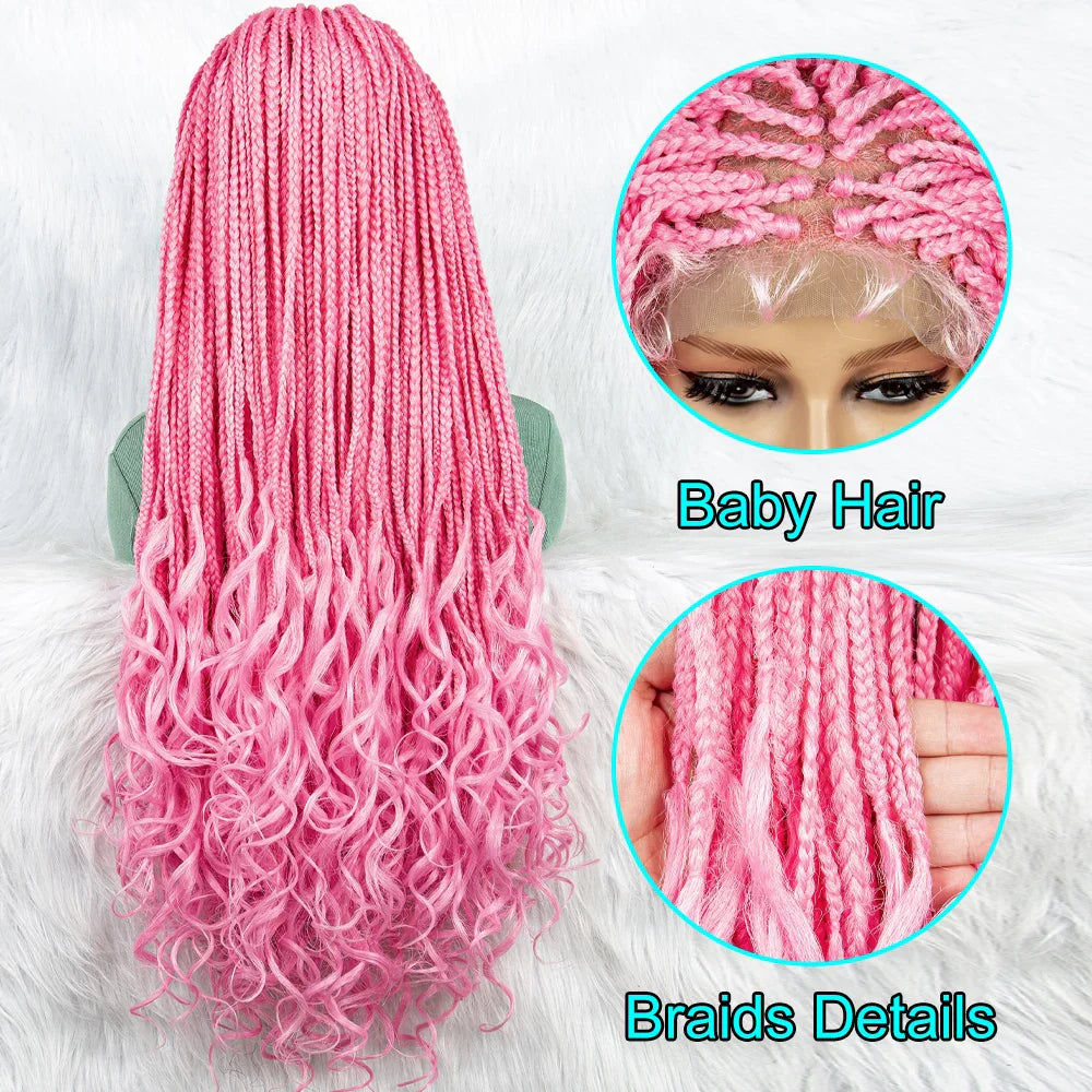 New HD Curly Goddess Box Braids Wig | Transparent Full Lace