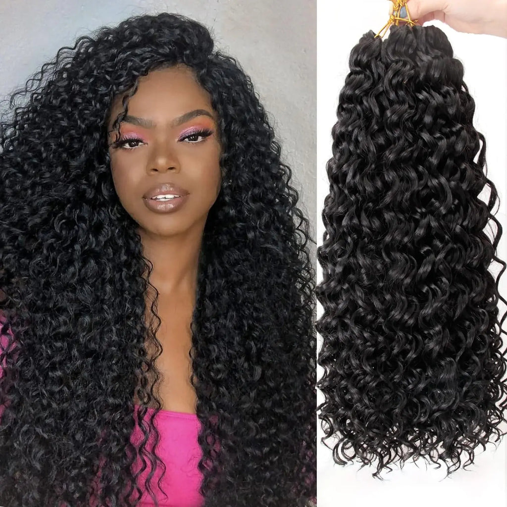 Short Beach Curl Crochet Hair | Bohemian Curly Braids | Deep Wave Synthetic Hair | 18 Strands/Pack