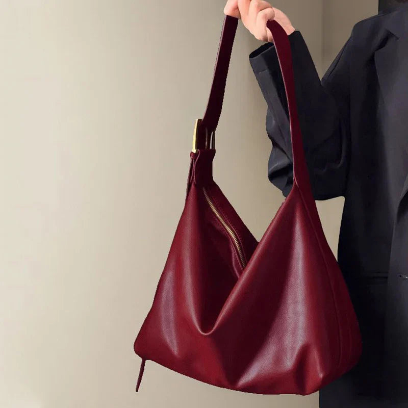Vintage Big Capacity Shoulder Bag | Soft Leather Crossbody & Armpit Satchel Bag (Casual Portable Handbag Purse - Bolsa)