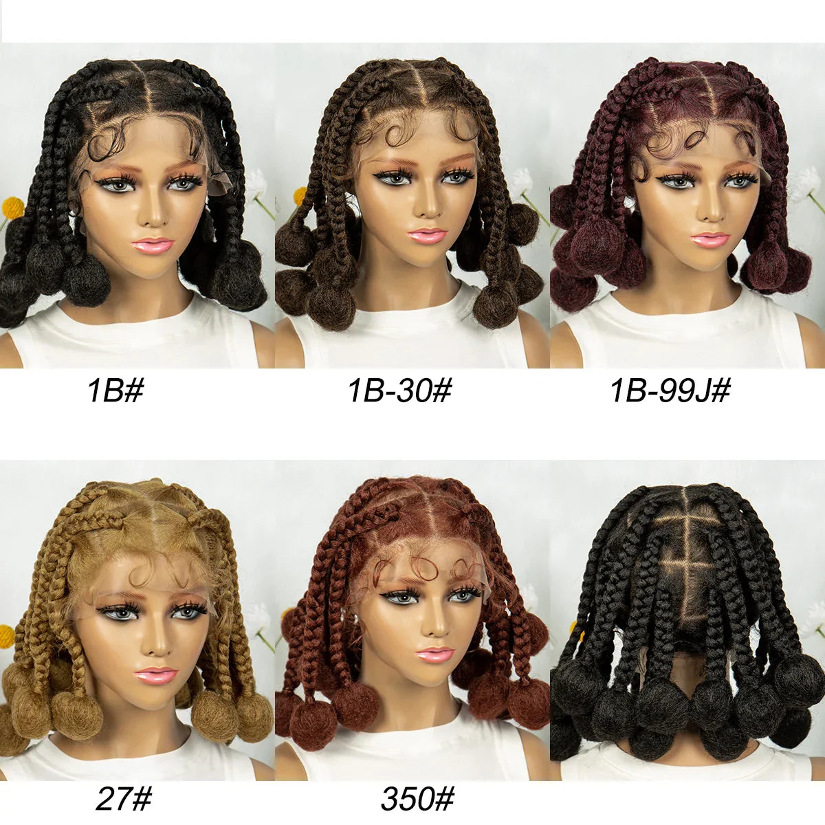 KIMA Burgundy Jumbo Box Braids Full Lace Wig | 350 Colored Bubble Braids with Baby Hair