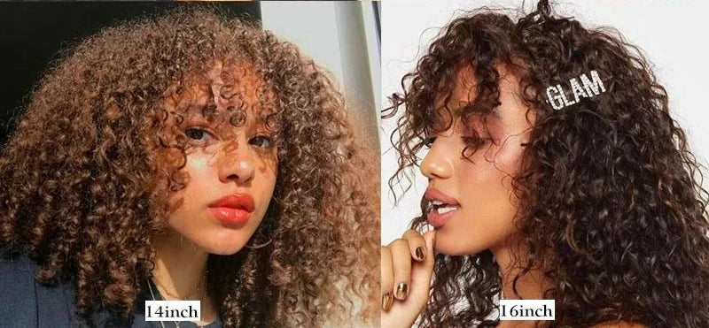 Rebecca Highlight Kinky Jerry Curly Wig | 200% Density Human Hair with Bangs
