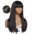 Bone Straight Human Hair Wig with Bangs | 3x1 Middle Part Lace Wig (Remy, Clearance Sale)