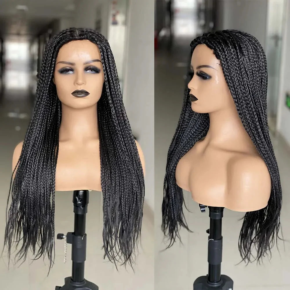 Ombre Box Braided Wig | Fake Scalp | 26"+ Long Straight Braids | Synthetic Braiding Hair | Cosplay & Daily Use