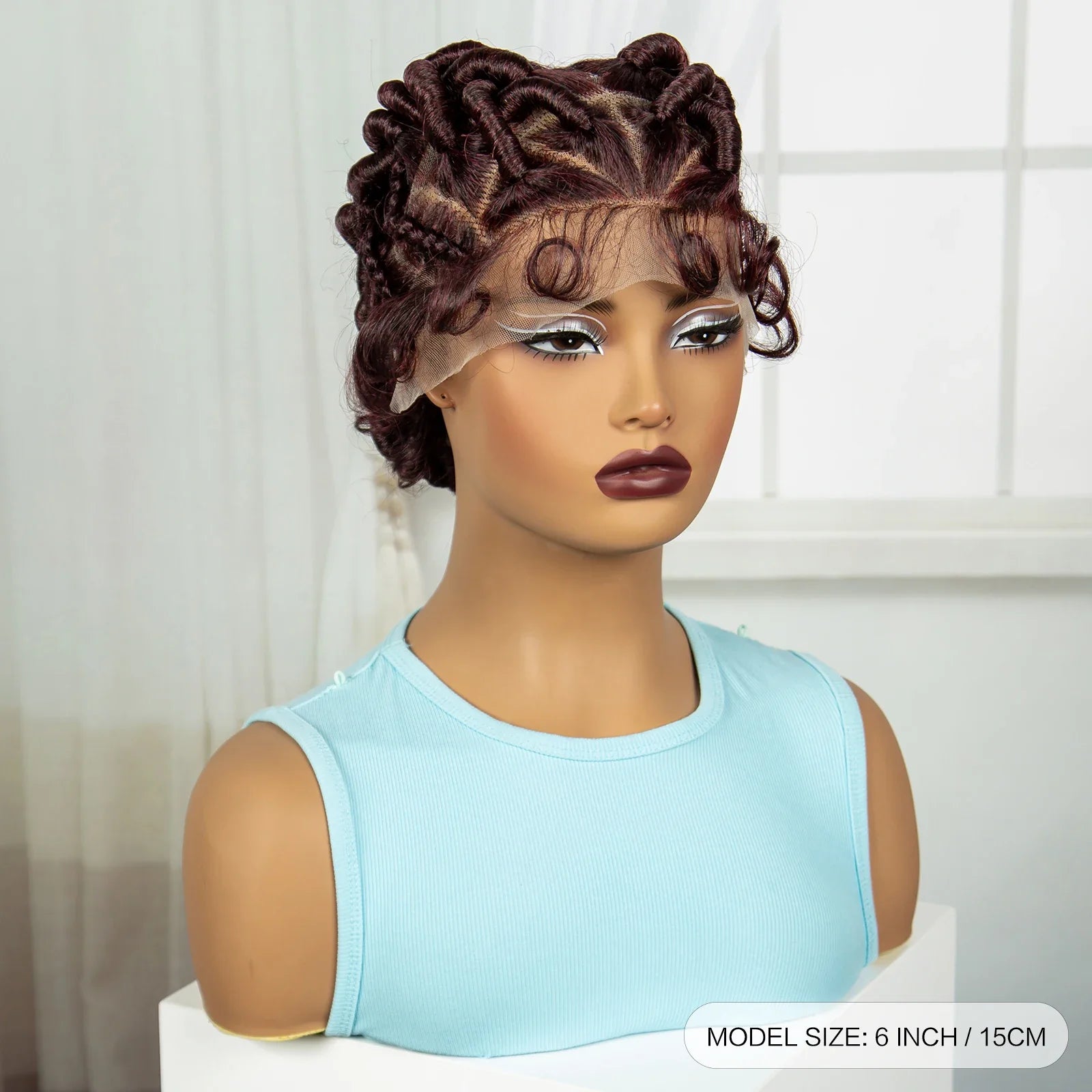 Ginger Orange Bantu Knotless Braids Wig | Full Lace | Baby Hair