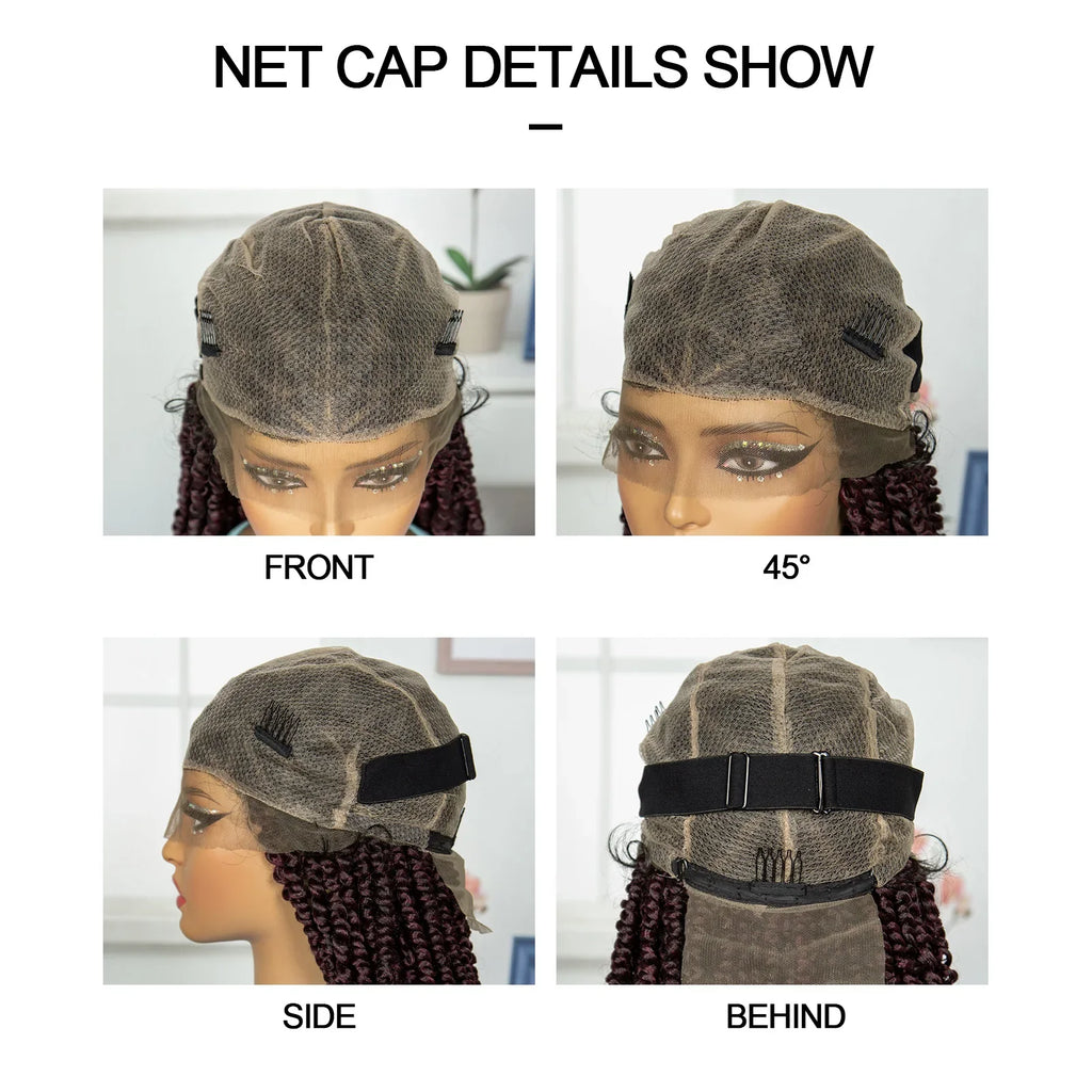 Burgundy Knotless Twist Dreadlocks Lace Front Wig | Crochet Braids | Full Lace | Black Women