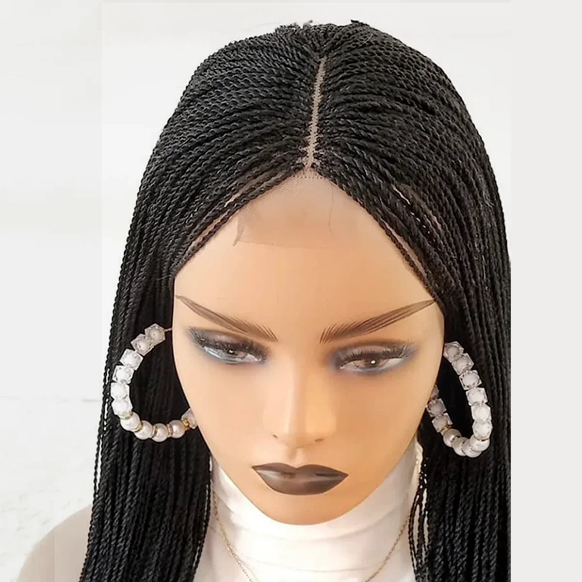 Micro Million Twist Braided Wig | Afro Braided Wig for Black Women | Transparent Lace Front Wig | Kanekalon Hair