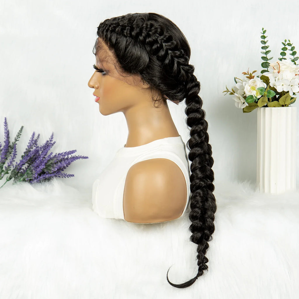 KIMA Dutch Braids Wig | 13x4 Lace Front | Kinky Curly Edges | Baby Hair