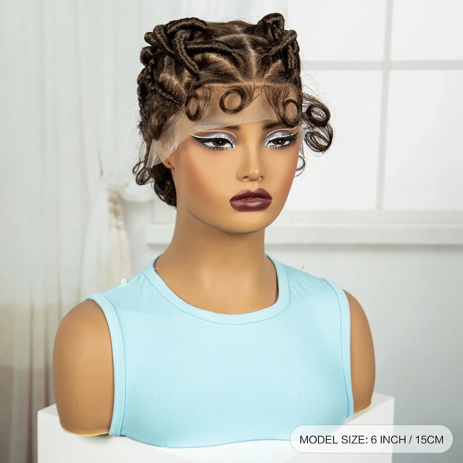 Ginger Orange Bantu Knotless Braids Wig | Full Lace | Baby Hair