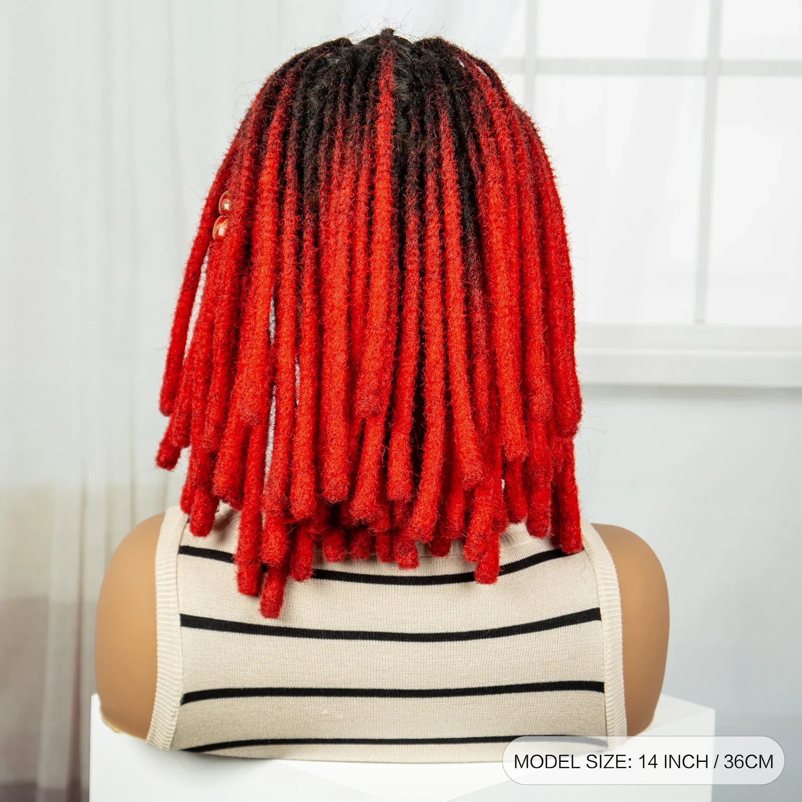 Orange Knotless Faux Locs Braided Wig | Full Lace | Baby Hair