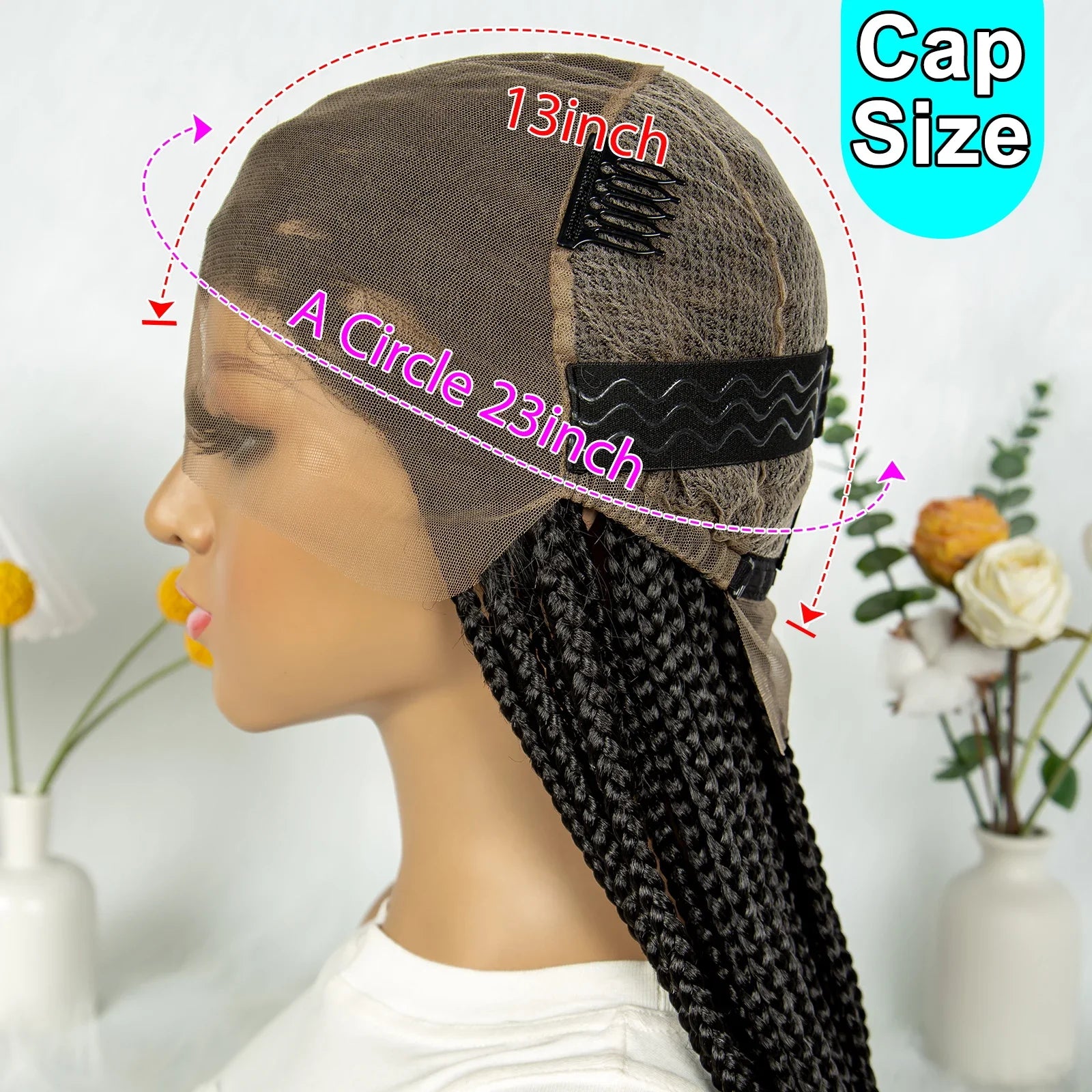 KIMA 36" Knotless Triangle Box Braids Wig | Transparent Full Lace