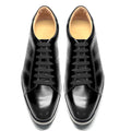 Men's Casual Dress Sneakers | Genuine Leather Hand-Painted Derby Skateboard Shoes (Black, Red)