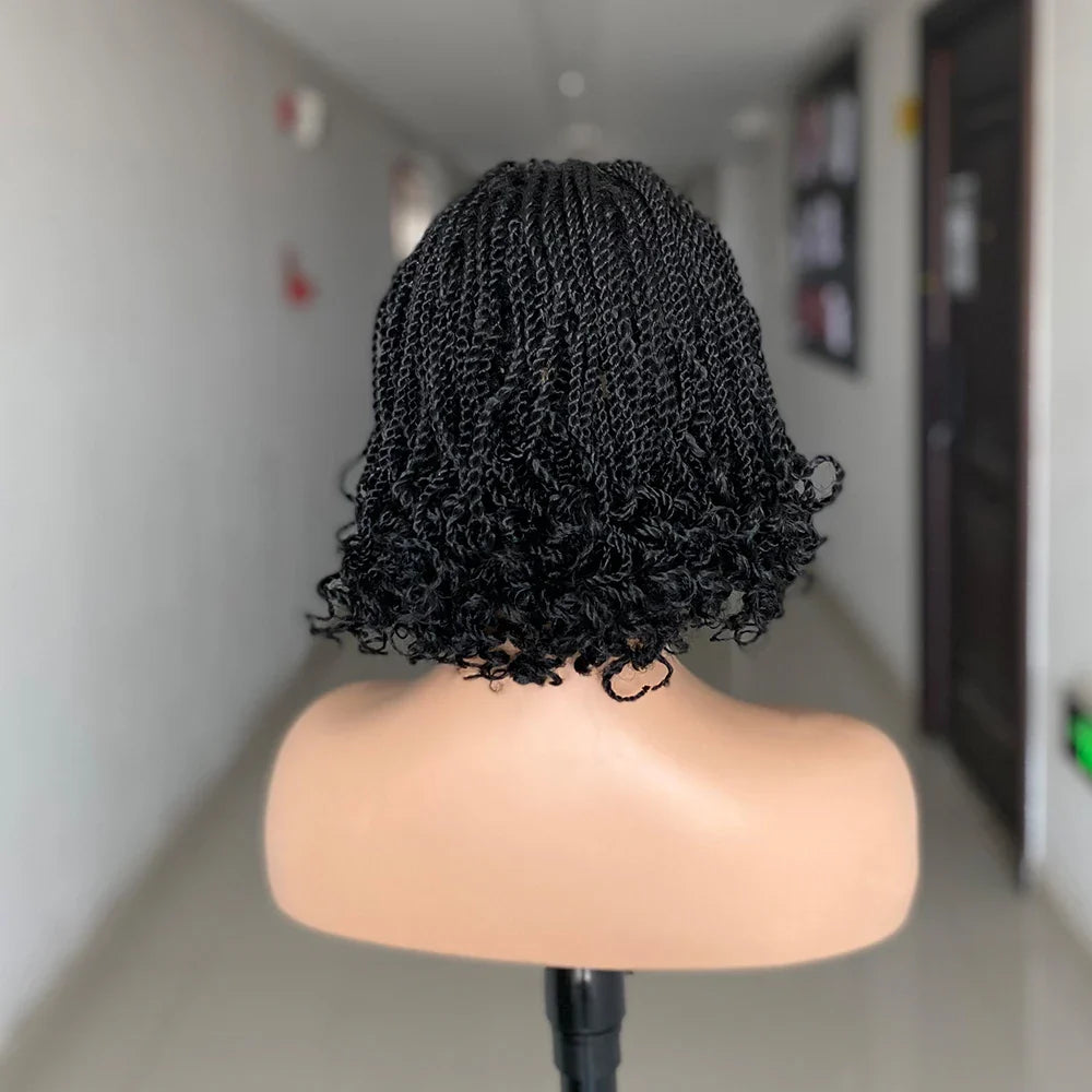 Short Box Braided Wig | Kinky Twist Crochet Wig | Heat Resistant | Synthetic Braids for Black Women
