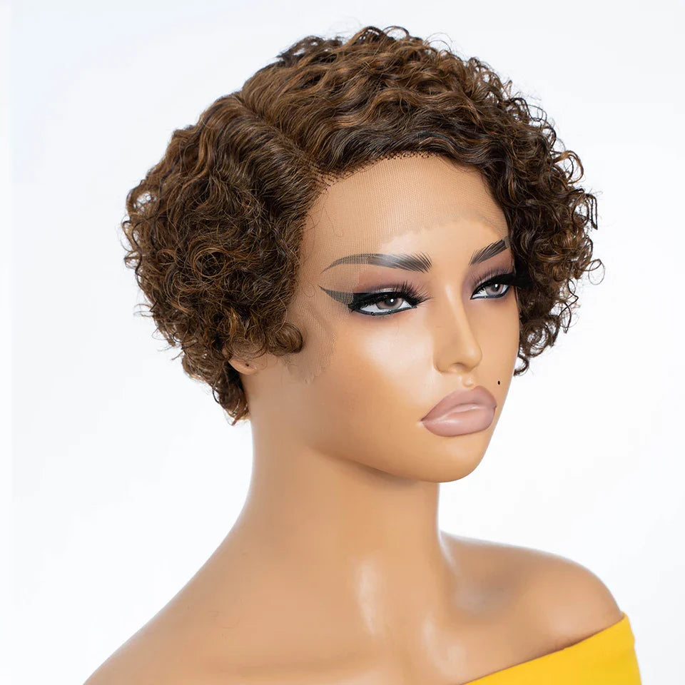 Natural Black Pixie Cut Wig | Short Curly Bob 13x1 Lace Front Human Hair (Pre-Plucked)