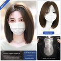 Natural Full-Head Human Hair Wig | Classy Collarbone Length Short Straight Wig with Oblique Bangs for Women (Sweet & Lovely, Elegant Style)