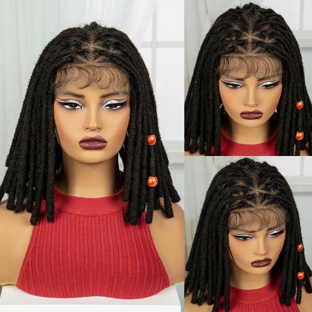Orange Knotless Faux Locs Braided Wig | Full Lace | Baby Hair