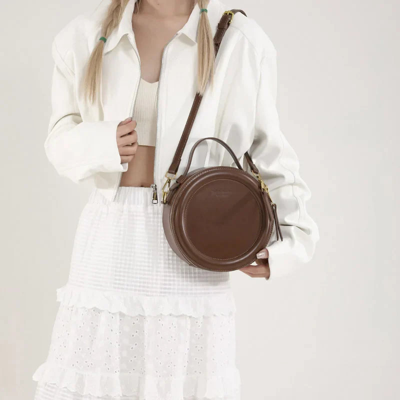 Round Crossbody Bags for Women | High Quality PU Leather Designer Shoulder Bag & Female Clutch Purse (Solid, Soft)