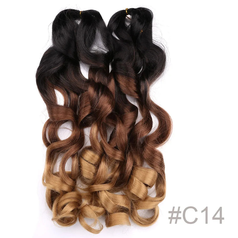French Curly Crochet Braiding Hair - Ombre Spiral Curls - Pre-Stretched Synthetic Hair Extensions